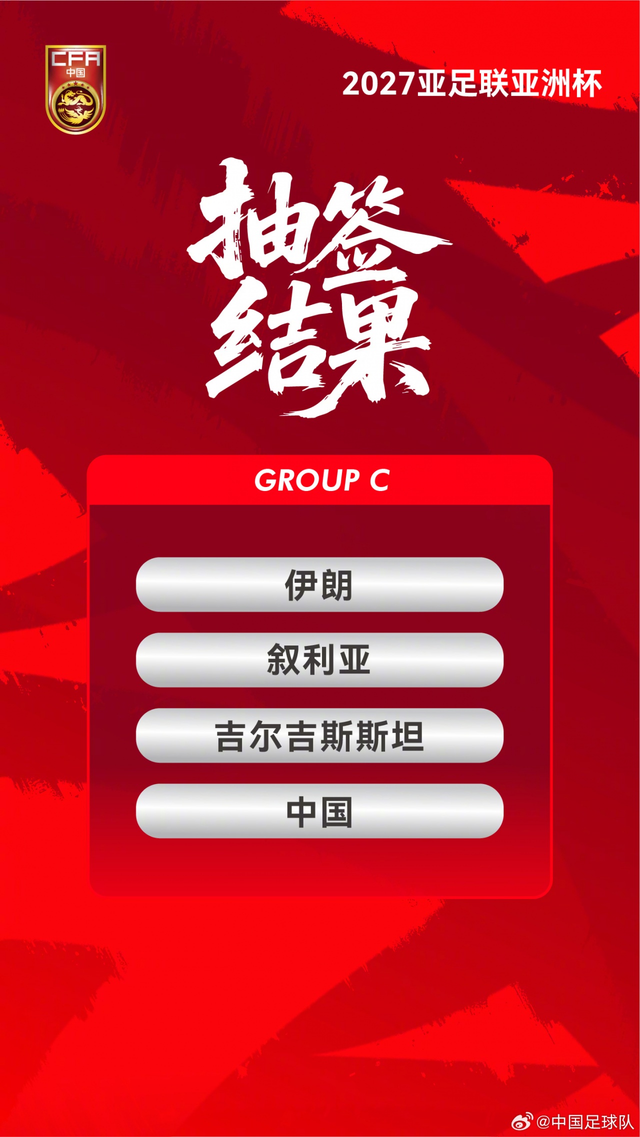 2027亞洲杯抽簽揭曉：國足陷C組死局，首戰(zhàn)伊朗