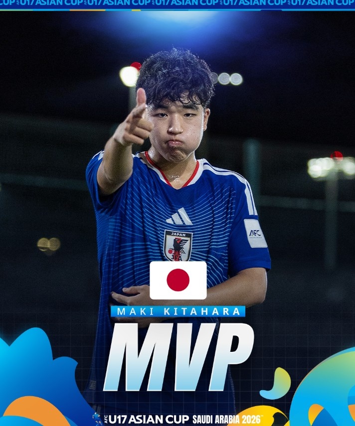 北原槙包攬U17亞洲杯金靴+MVP，兩戰(zhàn)中國(guó)均破門(mén)